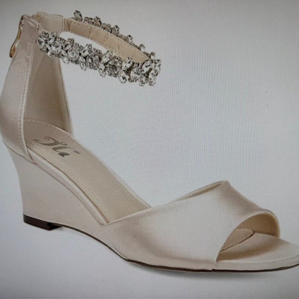 Stunning Connor Wedge with Jeweled Ankle Strap by Journee Collection